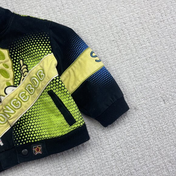 Vintage JH Design x Spongebob Nickelodeon Nascar Jacket Kids 3T Black / Yellow - Picture 3 of 15